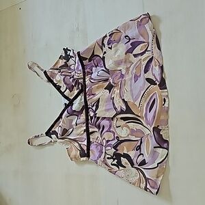 Shear strappy top fully lined, velour trim